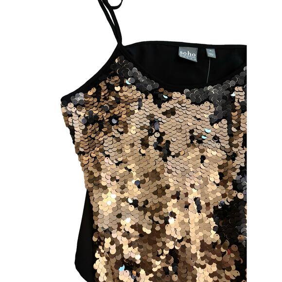 SOHO 2 Pc Gold Sequin Tank Mini Skirt M Party Glam Cocktail Date Sexy Holiday - Picture 6 of 12